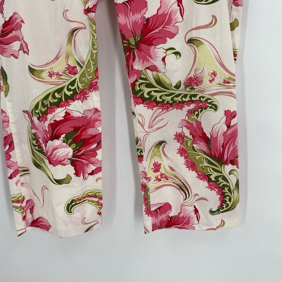 Floral capri pants pink green Twenty One size medium Vintage Made in USA - Picture 11 of 11